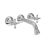 Parmir Water Systems SSV-300 Rainier Series Double Handle Wall Mount Vanity Faucet, Brushed Steel [並