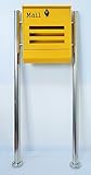 郵便ポスト郵便受け北欧風大型メールボックススタンド型プレミアムステンレスイエロー黄色ポストpm144s