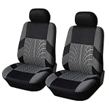 KeiSquare 【現役整備士推薦】 シートカバー 車 カー 用品 汎用 運転席 助手席 2枚セット アクセサリー 座席 自動車 伸縮 フロント (Gray)