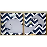 Doodlefish DB1482-nc-di Wallace Whale Diptych Artwork [並行輸入品]