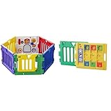 【セット買い】日本育児 ベビーサークル ミュージカルキッズランド DX 6ヶ月~3歳半対象 おもちゃパネル付のベビーサークル+拡張フレーム