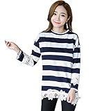 greenleafbaby マタニティ カットソー 授乳口 花柄レース 長袖 カットソー 産前産後 授乳服 (ネイビー, M)