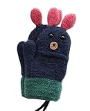 かわいいニットベビー手袋赤ちゃん冬手袋子供手袋ダークブルー