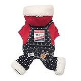 レンコス（Lemcos）犬の服 可愛いジーパン 秋冬服 フード付き ドッグウェア可愛い ストライプ ペット犬服Ｔシャツ ドット小型犬 中型犬 猫用 洋服 タンクトップ 春夏秋服 2色5サイズ選択可能