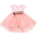 ベビーガールズ　プリンセス　ドレス　赤ちゃん　女の子　無袖　パーティー　結婚式　ワンピース　 (18-24m, ピンク)