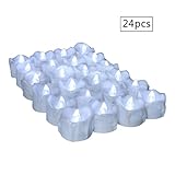 micandle 24pcsちらつきフレイムレスキャンドル、Smokelessリアルな点滅グローライト、TearワックスDripped LED Tealights、電池式電子キャンドル、ウェディング、
