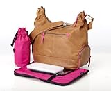 OiOi Leather Hobo Diaper Bag - Tan & Pink by OiOi [並行輸入品]