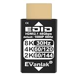 EVanlak 8K 30Hz HDMI ダミープラグ 4K EDID エミュレーター バーチャルディスプレイアダプター ヘッドレスゴースト HDMI 2.1エミュレーター 8K@30Hz / 4K@120Hz / 1440p@144Hz / 1080p@144Hz対応 プラグアンドプレイ ゴールドドングル (1パック)