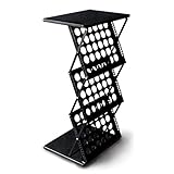 マガジンスタンド 収納 雑誌文学スタンドパンフレット表示ポップアップ折りたたみ金属ラックオフィス (色 : ブラック, サイズ : 51x41x102cm)