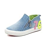 [XINXIKEJI] 子供靴　女の子　男の子　ガールズ　ボーイズ　キッズシューズ　ハイカット　スニーカー　デッキシューズ　ファスナー付き　履きやすい　滑り止め　通気　軽い　無地　コンフォート　可愛い