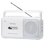 Gelielim ラジカセ FM/AM/ワイドFM対応 カセットテープ再生/録音 ポータブルカセットプレーヤー AC100V/乾電池仕様 ホワイト