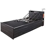 電動リクライニングベッド シングル Rosetta 背もたれ無段階 棚付き /グレー