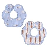 Limi　ベビー　赤ちゃん　360°回転可　6重ガーゼコットン　ビブ　スタイ　5枚セット　2枚セット　よだれかけ　女の子　男の子　スナップボタン式 (ブルー)