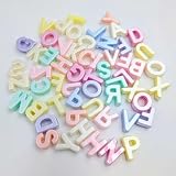 ビーズクラブ アクリルビーズ アルファベット型 100個セット パステルカラー イニシャル 約12mm B-20 ハンドメイド アクセサリーパーツ プラスチックビーズ