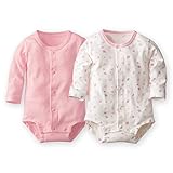 (ニッセン) nissen ベビー ボディスーツ 長袖 ９分袖 前開き 綿１００％ ２枚組 ピンク系 身長70cm