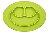 Smiley Face Silicone Baby Placemat - Oval - Green [並行輸入品]