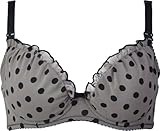 マミールナ 水玉プリントフリルブラジャー C75 モカブラウン シフォン #61066