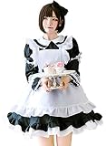 [milky time] メイド服 選べるカラー 半袖 長袖 2way仕様 メイド コスプレ ハロウィン (黒, XL)