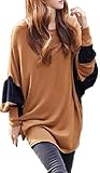 O’ｚ star ドルマン スリーブ カットソー ブラウン × ブラック 長袖 レディース Ｔシャツ トップス (ブラウン×ブラック)