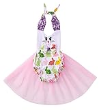 ベビー　女の子　可愛い　ウサギ　bodysuit　ワンピース　生絹 チュール sunsuit ロンパース　 (12-18月, 白)