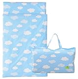 エムール 洗える『お昼寝 ベビー布団 5点セット 園児用』 持ち運べる バッグ付き 雲柄ブルー