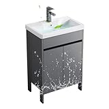 vvicoo 洗面台 洗面化粧台 洗面ボール 洗面台セット 手洗い器 陶器製 洗面所 大容量 自立型 洗面シンク 温水および冷水の蛇口付き 手洗いボウル排水付き シンクガーデンシングルボウルシンク洗面所 置き場付 アウトドア工場/業務用家庭用 バルコニー、庭 (51*36cm/20*14in,洗面台)