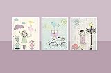 DesignByMaya Nursery decor shabby chic baby room art set of 3 prints [並行輸入品]