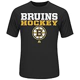 Boston Bruins Mens Majestic合成Feel The圧力半袖Tシャツ M ブラック