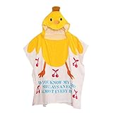 KINDOYO ベビー キッズ 子供 バスタオル ビーチタオル スイミング 動物柄 ポンチョ型 フード付き バスローブ / イエロー