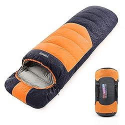 Tooge 寝袋 冬用 ダウン シュラフ 【最低温度-25℃】 二代目 防水保温 2個連結 丸洗い コンパクト 収納袋付き 登山 防災 登山 (オレンジ,2.3kgダウン(-25℃~10℃), 左開き)