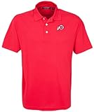 NCAAユタUtesメンズ3ボタン半袖ポロ、Cardinal、スモール