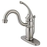 Kingston Brass KB1408GL Single Handle Mono Deck Lavatory Faucet with Retail Pop-up & Optional Deck P