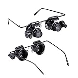 AngelaKerry LED 付 ヘッドルーペ 眼鏡式　拡大鏡 20倍 精密作業に最適