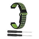 for GARMIN 腕時計ストラップ バンド シリコーン製 腕時計 交換バンド for ガーミン ForeAthlete 235J/220J/230J/235J/620J/630J/735XTJ /Approach S20 / S5 / S6 ベルト 交換ベルト バンド for フォーアスリート235J シリコン製腕時計ストラップ/交換ベルト工具付き (ブラック/グリーン)