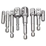NUZAMAS 8個のドライバソケットビットアダプタセットドリルナット六角シャンクドリルアダプタ1/4 "、3/8"、1/2 "パワードリル延長バーメトリックソケットレンチネジ