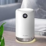 【2021進化版& USB充電式】加湿器 卓上 超音波式 加湿器 コンパクト 上部給水 2つ加湿モード バッテリー残量表示 癒しLEDライト