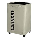 Wenko キャスター付ランドリーバスケット クアドロ ベージュ Laundry Bin Quadro beige