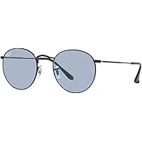 [レイバン] サングラス RB3447 ROUND METAL BLACK Frame/BLUE GREY Lens 50
