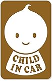 imoninn CHILD in car ステッカー　【マグネットタイプ】　No.06　ニコちゃんB　（ゴールドメタリック）