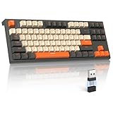 ZIYOULANG M88 コンパクト ワイヤレス メカニカルキーボード Bluetooth デュアルモード 2.4GHz Type-C/USB-A変換アダプタ付属 87キー 80%レイアウト ホットスワップ対応 ガスケット構造 赤軸 PBT球面キーキャップ マルチメディアキー 人間工学デザイン Windows/Mac/Android/IOS対応 - きらめく