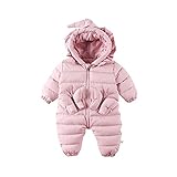 Baby Nest ベビー服 長袖カバーオール ロンパース コート フード付き 女の子 秋冬用 ピンク 18-24M