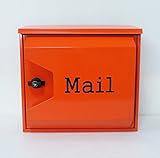 郵便ポスト郵便受け北欧風大型メールボックス 壁掛けプレミアムステンレス オレンジ色ポストpm044