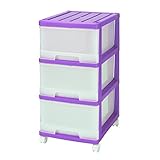 収納ケース 引き出し スリム チェスト プラスチック 完成品 深型 3段 2個組 おしゃれ バイオレット キャスター付き 送料無料【メーカー 自社製造 日本製】