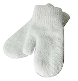 女性のミトン暖かい厚手の手袋冬の手袋を編む、白