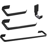 Bathfirst おしゃれ トイレットペーパーホルダー タオルリング タオルバー フック 4枚セット 真鍮製 壁掛け式 ブラック バスルームアクセサリー ウォールマウント