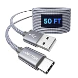 INPPYTON エクストラロング USB Cケーブル 50フィート/15m USB A 2.0 - USB Type C 充電ケーブル グレー