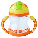【ノーブランド品】 ベビー　キッズ　ボトル　ストローカップ　シッピー　両手ハンドル　全4色 - オレンジ