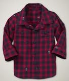 ＧＡＰ（ギャップ）baby GAP スカル フランネル シャツ  長袖(レッド×ブラック）【月齢：6ヶ月~2歳】（並行輸入品） (12-18M（1歳～1歳半）)