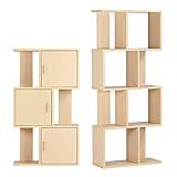 arne ディスプレイラック 完成品 シェルフ 本棚 扉付き 飾り棚 薄型 alto DX-3 alto4 ナチュラル 2点セット