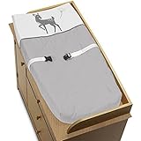 Sweet Jojo Designs Baby Changing Pad Cover for Grey Gold and White Forest Deer and Dandelion Collect